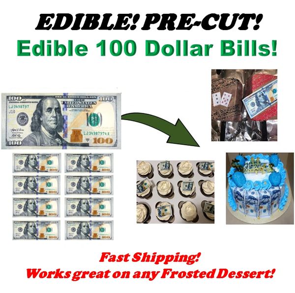 Blue Face 100 Dollar Bills EDIBLE Cake Images, Birthday Bills Cake